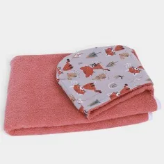 Hooded Towel "Foxes - grey"