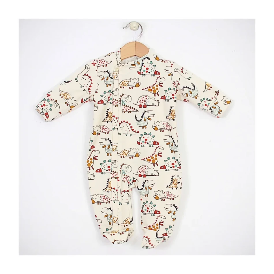 Baby sleepsuit with zipper "Dino - ecru" Baby sleepsuit with zipper "Dino - ecru"