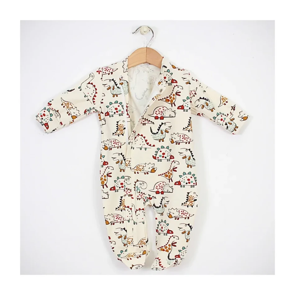 Baby sleepsuit with zipper "Dino - ecru" Baby sleepsuit with zipper "Dino - ecru"