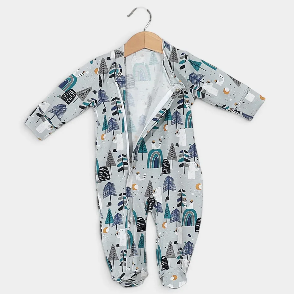 Baby sleepsuit with zipper "White Bears" Baby sleepsuit with zipper "White Bears"