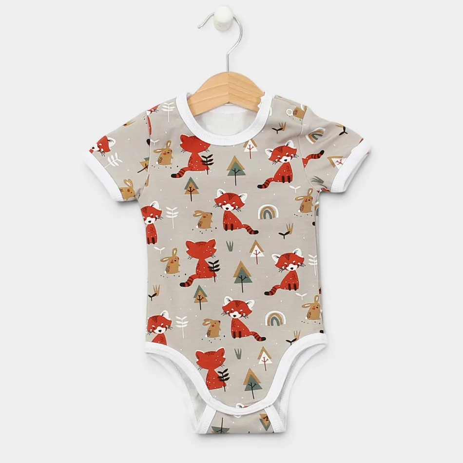 Short Sleeve Bodysuit "Foxes - grey" by Angel Baby - photo 2 Short Sleeve Bodysuit "Foxes - grey" by Angel Baby - photo 2