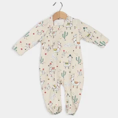 Baby sleepsuit with zipper "Llamas - ecru" by Angel Baby