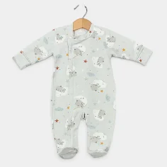 Baby sleepsuit with zipper "Walk in the clouds - grey" by Angel Baby