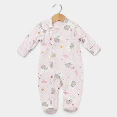 Baby sleepsuit with zipper "Walk in the clouds - pink" by Angel Baby